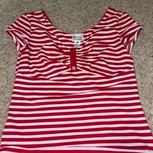Red and White Striped Top